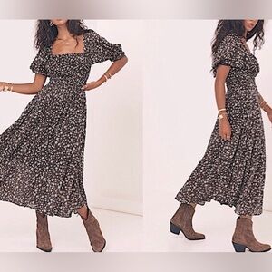 Spell & The Gypsy Collective Rae 50% Cotton mix floral print midi dress Size XS